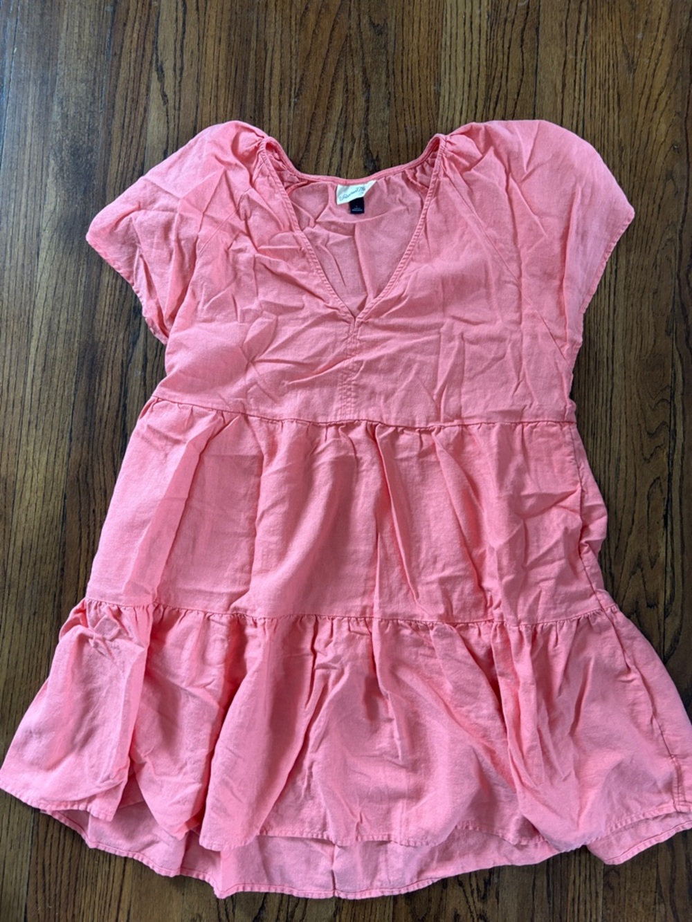 Coral Pink Tiered V-Neck Tunic dress